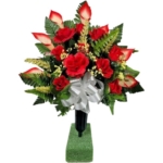 Product: Red Calla Lilies Headstone Saddle, Roses Memorial Cone Set for Cemetery Garland for Table Centerpiece Holiday Party Weddi