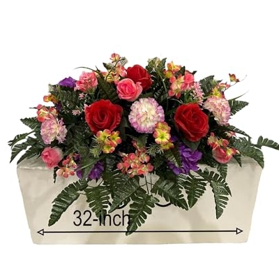 Product: Jucgghk Vivid and Realistic Floral Art Handmade Easter Flower Cemetery Saddle ，Spring Cemetery Flowers，Cemetery Decoration ，Grave Site Flower for Headstone Flower