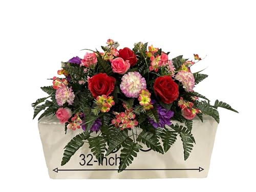 Product: Jucgghk Vivid and Realistic Floral Art Handmade Easter Flower Cemetery Saddle ，Spring Cemetery Flowers，Cemetery Decoration ，Grave Site Flower for Headstone Flower
