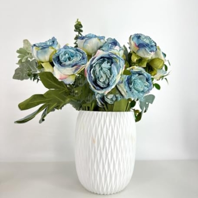 Product: 8 Heads 32" Blue Peony Bouquet, Realistic Artificial Flowers Centerpiece for Home Wedding Table Decoration(NO VASE) for Wedding/Home Decoration