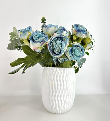 Product: 8 Heads 32" Blue Peony Bouquet, Realistic Artificial Flowers Centerpiece for Home Wedding Table Decoration(NO VASE) for Wedding/Home Decoration