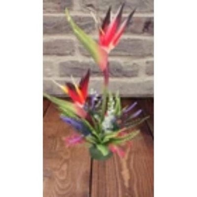 Product: Medium Bird of Paradise Tropical Table Centerpiece Red Bird Artificial Flowers