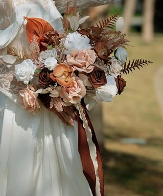 Product: BENCENTRE 14 Inch Walnut Brown Bridal Bouquet,Wedding Bouquet,Bride Bouquets for Wedding Ceremony Anniversary, Boho Wedding,Party and French Rustic Vintage Wedding,Artificial Flowers