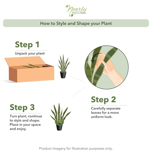 Silky Flower Store Artificial Sansevieria Plant, Nearly Natural Green 4855 Black Planter, Faux Indoor Decor 35in. 3 3 Product: Nearly Natural, Green 4855 35in. Sansevieria with Black Planter
