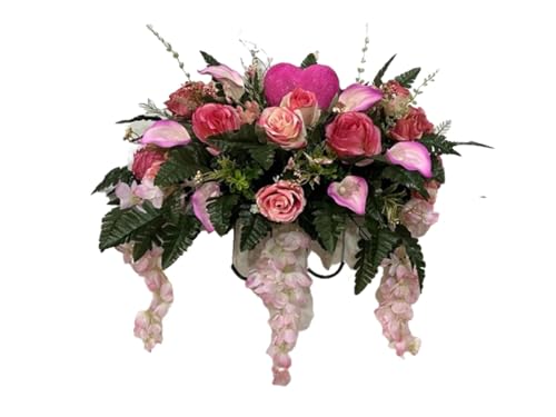 Product: Jucgghk Vivid and Realistic Floral Art Valentine's Day, Mother's Day Cemetery Saddle,Spring Cemetery Flowers,Headstone Flower,Flower for Cemetery