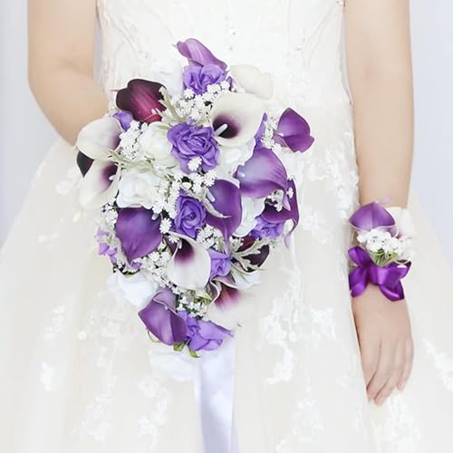 Product: Great Flowers 13" Purple Calla Lily Wedding Bouquet, Artificial Bridal Bouquet for Bride