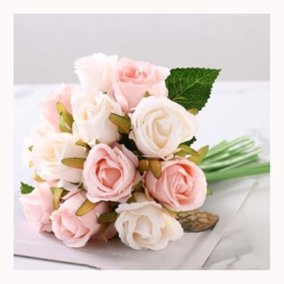Product: Artificial Rose Flowers Bouquet 12 Heads – Silk Fake Flowers for Wedding Party Home Table Centerpiece Décor