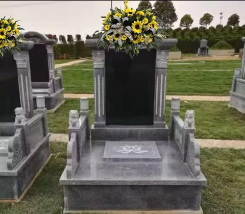Product: Jucgghk Vivid and Realistic Floral Art Sunflower Spring Cemetery Flowers，Grave Site Flower，Headstone Flower，Easter Cemetery Saddle Flower for Cemetery
