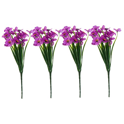 Product: JCYGBMK 1 Set 4pcs Decorative Artificial Flowers Stem Flower Fake African Violets Silk Floral Arrangements Faux Flower Fake Violet Flower Lifelike Flower The, 29.00X15.00X0.60CM, Purple