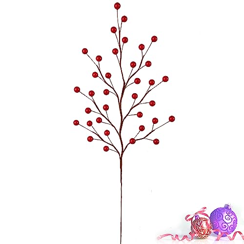 Product: Larksilk Set of 48 Waterproof Red Berry Stems, 19" - 100% Wired Stem Branches, Holly Berry Sprays for Christmas Tree Decoration, Wreath Decoration, 35 Red Berries on Each Stem