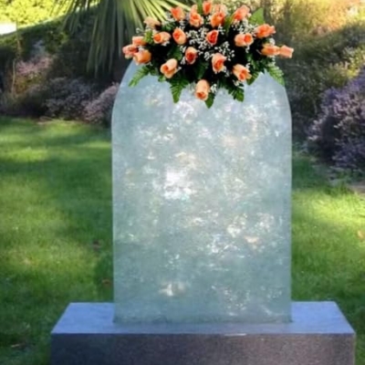 Product: Jucgghk Vivid and Realistic Floral Art Orange Single Headstone Cemetery Saddle, 22-24” Cemetery Flower Arrangement for Grave Tombstone Decorations