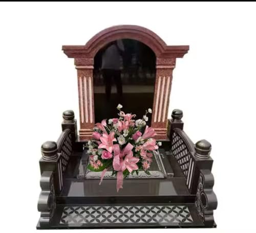Product: Jucgghk Vivid and Realistic Floral Art Handmade Pink Flowers Vase, Spring Cemetery Arrangement, Easter Vase Arrangement for Cemetery Headstones Gravesites