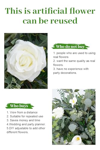 Silky Flower Store Artificial White Green Flower Ball Centerpieces, Wedding Reception Aisle Decor, 23.6in, 2pcs 7 7 Product: Angela flower 2pcs Big 23inch Artificial White & Green Centerpieces Decor for Tables, Floral Arrangement Bouquet for Wedding Reception Aisle Ceremony Party Flowers Balls (Without Stand)