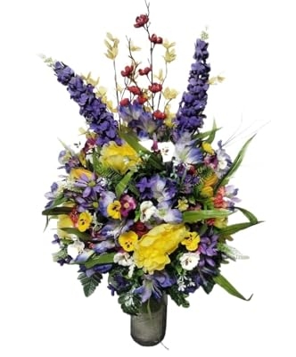 Product: Jucgghk Vivid and Realistic Floral Art 27" Tall Wildflower Summer Flowers,Premium Faux Flowers for Cemetery Grave Tombstone Decorations
