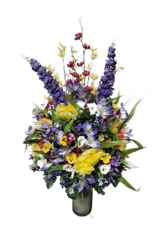Product: Jucgghk Vivid and Realistic Floral Art 27" Tall Wildflower Summer Flowers,Premium Faux Flowers for Cemetery Grave Tombstone Decorations