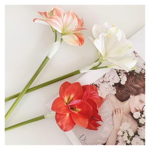 Product: ZXDdxjiu Faux Flowers,Fake Flowers, Artificial Amaryllis Flowers, 21.5 inches, Red, White, Pink, Set of 3, Faux Lilies for Wedding, Home, Office, Hotel Decor(White)