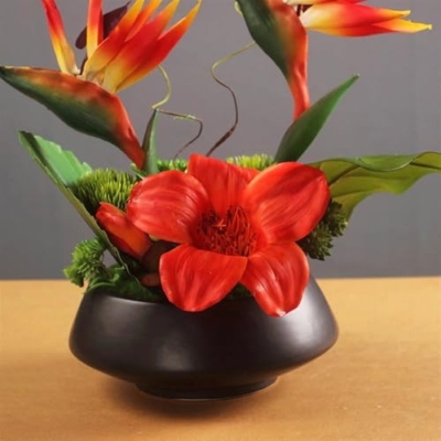 Silky Flower Store Artificial Bird of Paradise Flowers in Pot, Faux Real Touch Red Decor, 42cm 7 7 Product: Artificial Bird of Paradise Flowers in Pot Modern Real Touch Flower Arrangement Faux Plants for Home Decor Indoor Table Centerpiece (Red)