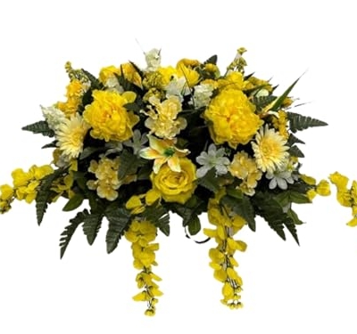 Product: Jucgghk Vivid and Realistic Floral Art Spring Cemetery Flowers,Grave Site Flower,Headstone Flower,Flower for Cemetery(Yellow