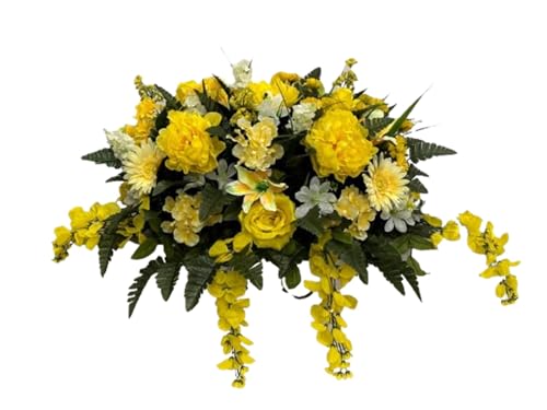 Product: Jucgghk Vivid and Realistic Floral Art Spring Cemetery Flowers,Grave Site Flower,Headstone Flower,Flower for Cemetery（Yellow