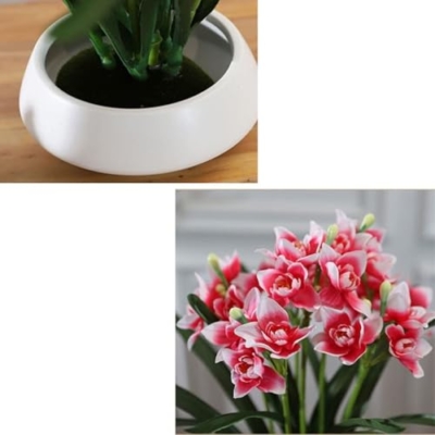 Product: ROSPFKELSC Artificial Narcissus Flowers with Vase, Three-Dimensional Floral Display for Living Room, Dining Table, Porch, TV Cabinet, Centerpiece Decor