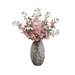Product: Fake Flowers with Vase Simulation Camellia Chinese Zen Silk Flowers Home Soft Furnishings Placement Flower Arrangement Fake Flowers Ornaments Jewelry Plant Decor (C)