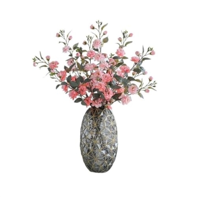 Product: Fake Flowers with Vase Simulation Camellia Chinese Zen Silk Flowers Home Soft Furnishings Placement Flower Arrangement Fake Flowers Ornaments Jewelry Plant Decor (C)