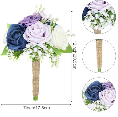 Product: Attractive Bridesmaid Bouquets of 6 Pieces and 3 Small Floral Arrangements, Artificial Flowers, Suitable for Decorating The Anniversary of The Bride's Wedding Center