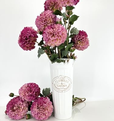 Product: 3PCS 31" Purple Dahlia Flowers,Realistic Artificial Dahlia for Wedding Home Table Centerpieces Decoration Floral Arrangement (NO VASE)