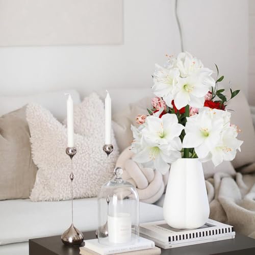Product: Briful 2 Pack White Amaryllis Artificial Flower Bundle for Home Office Room Table Vase Arrangement Centerpiece