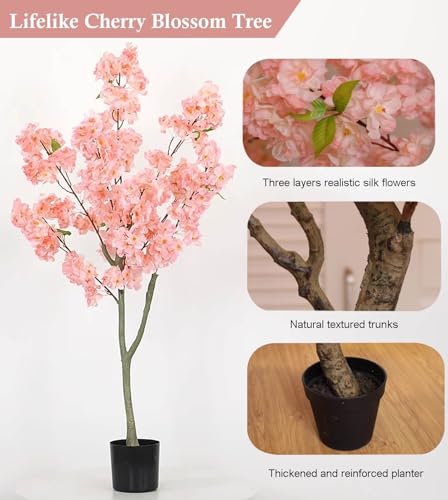 Product: Cherry Blossom Tree 4/5/ 6 ft Cherry Blossom Artifical Tree, Decorative Faux Plant Handmade Fake Tree for Bedroom, Simulation Silk Trees for Home/Room Decor(0.9m/3ft)