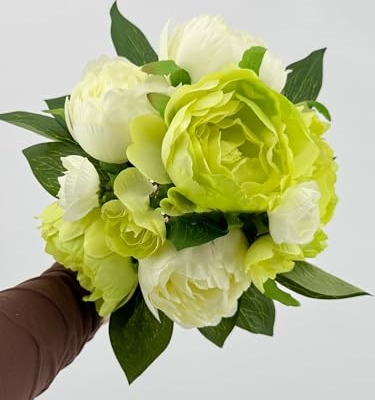 Product: 8 Stem Green Peonies Bouquet, Artificial Real Touch Peonies for Indoor Vase Home Table Centerpieces Wedding(NO VASE) for Wedding/Home Decoration