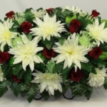 Product: Hshan Cream White Mixture Cemetery Saddle Arrangement, Beautiful Cemetery Flowers for Remembrance Headstone Graves Memorial Day Tombstone