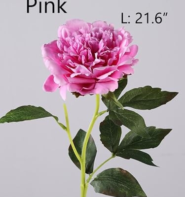 Product: 6 Stems Real Touch Peony Flower Spray with Leaves, Artificial Bridal Bouquet for Home Wedding Party Arrangement, Table Centerpiece for Wedding/Home Decoration(Pink)