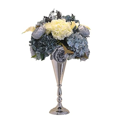 Product: Fake Flowers Alloy Vase with Artificial Rose Flowers Bouquet Silk Flowers Rose for Home Bridal Wedding Party Festival Decor Dry Flowers Bouq (A)