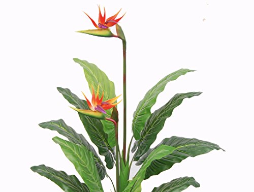 Product: Pair AMERIQUE 5 Feet Artificial Plant Bird of Paradise Trees with Two Flower Sprays Potted in Nursery Pot