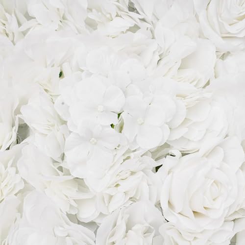 Product: Cncestore Artificial Flower Wall Panels, Flower Wall Mat Silk Rose Flower Panels