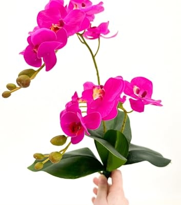 Silky Flower Store Magenta Orchid Artificial Flowers, Real Touch Faux Orchid Stems, Wedding DIY Party Home Decor, 18in 10 10 Product: 3PCS 18" Magenta Orchid Artificial Flowers,Real Touch Orchid Flowers for Wedding Table DIY Floral Arrangement Party Home Decor(NO VASE)