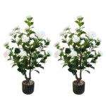 Product: 2 Pack Artificial Camellia Tree, 38 Inch Flower Plants Artificial Plant, Faux Floral Plant Blooming Tree in Cement Pot, Greenery Potted Plant for Indoor Outdoor Office Home Porch Decor