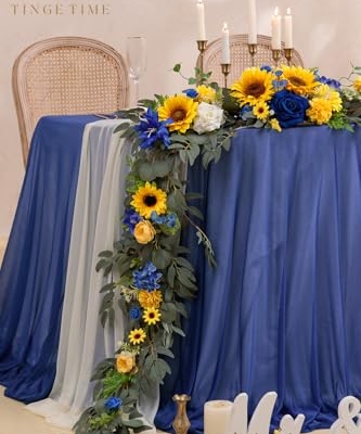 Product: TINGE TIME 9FT Artificial Sunflower Garland, Handcrafted Eucalyptus Garland with Flowers, Silk Sunflower Vine for Wedding Decoration Reception Sweetheart Table (Sunflower&RoyalBlue)