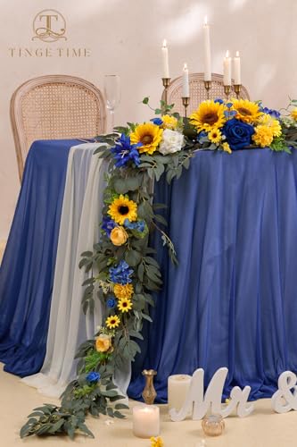 Product: TINGE TIME 9FT Artificial Sunflower Garland, Handcrafted Eucalyptus Garland with Flowers, Silk Sunflower Vine for Wedding Decoration Reception Sweetheart Table (Sunflower&RoyalBlue)