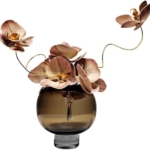 Product: Light Luxury Artificial Butterfly Orchid Arrangement with Fake Curry Glass Vase – Plastic Faux Flower Decor for Living Room, Dining Table & Coffee Table