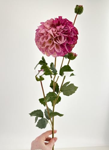 Product: 3PCS 31" Purple Dahlia Flowers,Realistic Artificial Dahlia for Wedding Home Table Centerpieces Decoration Floral Arrangement (NO VASE)