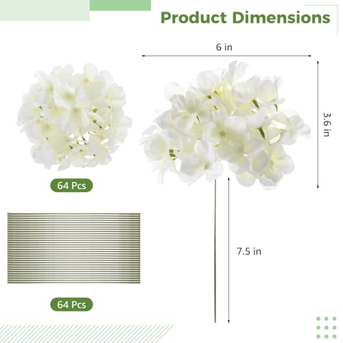 Product: Silk Hydrangea for Wedding Centerpiece, 64 Pcs Artificial Hydrangea Flowers, White Silk Flowers with Stems for Bouquets, Event Decor, Faux Aisle Arrangements