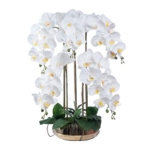 Product: QSYJCCXDL Artificial Orchid Flowers with Vase Set, 5 Heads White Phalaenopsis Artificial Faked Flowers Plant Orchid for Home Decor, 26.8" H Table Centerpiece Office Wedding Party Decoration