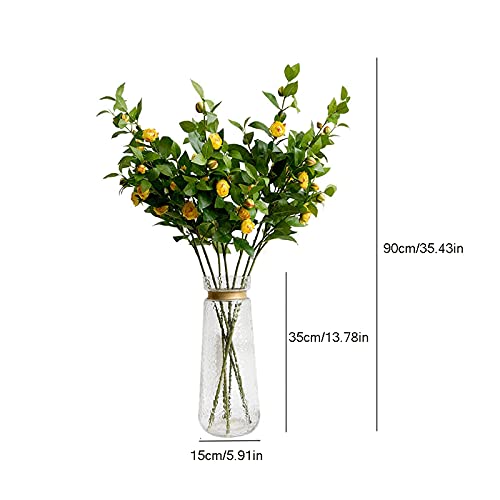 Product: Fake Flower Artificial Flowers Outdoor,90cm/35.43Inch Large Artificial Silk Camellia Flowers with Glass Vase,for Wedding Party Home Decoration Artificial Plant
