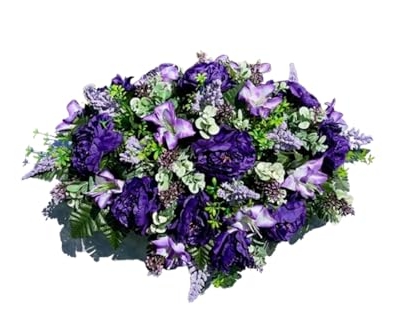 Product: Jucgghk Vivid and Realistic Floral Art 36" Artificial Cemetery Flowers,Realistic Vibrant Grave Flowers, Outdoor Grave Decorations for Headstone(Purple)