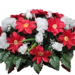 Product: Jucgghk Vivid and Realistic Floral Art Red and White Cemetery Saddle,Christmas Cemetery Saddle,Cemetery Arrangement for Headstone