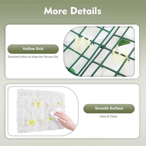 Product: Subiudzzh 12PCS Flower Wall Backdrop, Artificial Flower Wall Panels White Silk Rose Backdrop Panels with Dahlia, Hydrangea for Wedding Venue Decorations, Birthday Parties 23.62 x 15.74 Inch