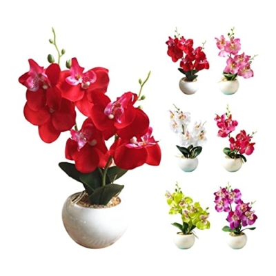 Product: GAZOGJ Artificial Tree Fake Potted Plant No Watering Butterfly Orchid Table Decoration Faux Silk Plants Pot Ornament Fake Flowers Artificial Bonsai Tree,C
