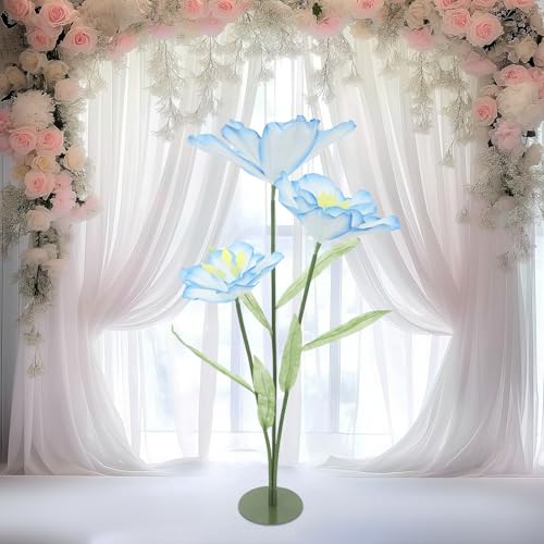 Product: 5ft Tall Artificial Tulips with Stand - 3 Heads Gradient Blue Fake Tulip Flowers for Wedding Reception - Floor Decor Artificial Wedding Flowers for Home Decor, Party Backdrop, Photo Booth Props